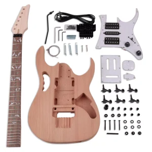 Unfinished DIY Electric Guitar Kit Mahogany Body Maple Neck