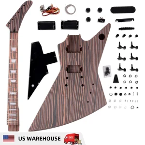 DIY Electric Guitar Kit Unfinished Zebrawood Body