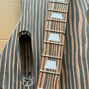 DIY Electric Guitar Kit Unfinished Zebrawood Body - Image 2