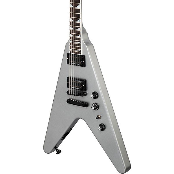 Custom Cheap Dave Mustaine Flying V EXP Electric Guitar Silver Metallic - Image 4