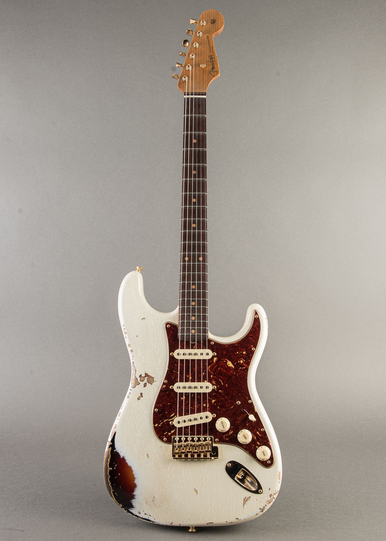 Fender Custom Shop Limited '62 Stratocaster Heavy Relic 2025, Olympic White over 3-tone Sunburst