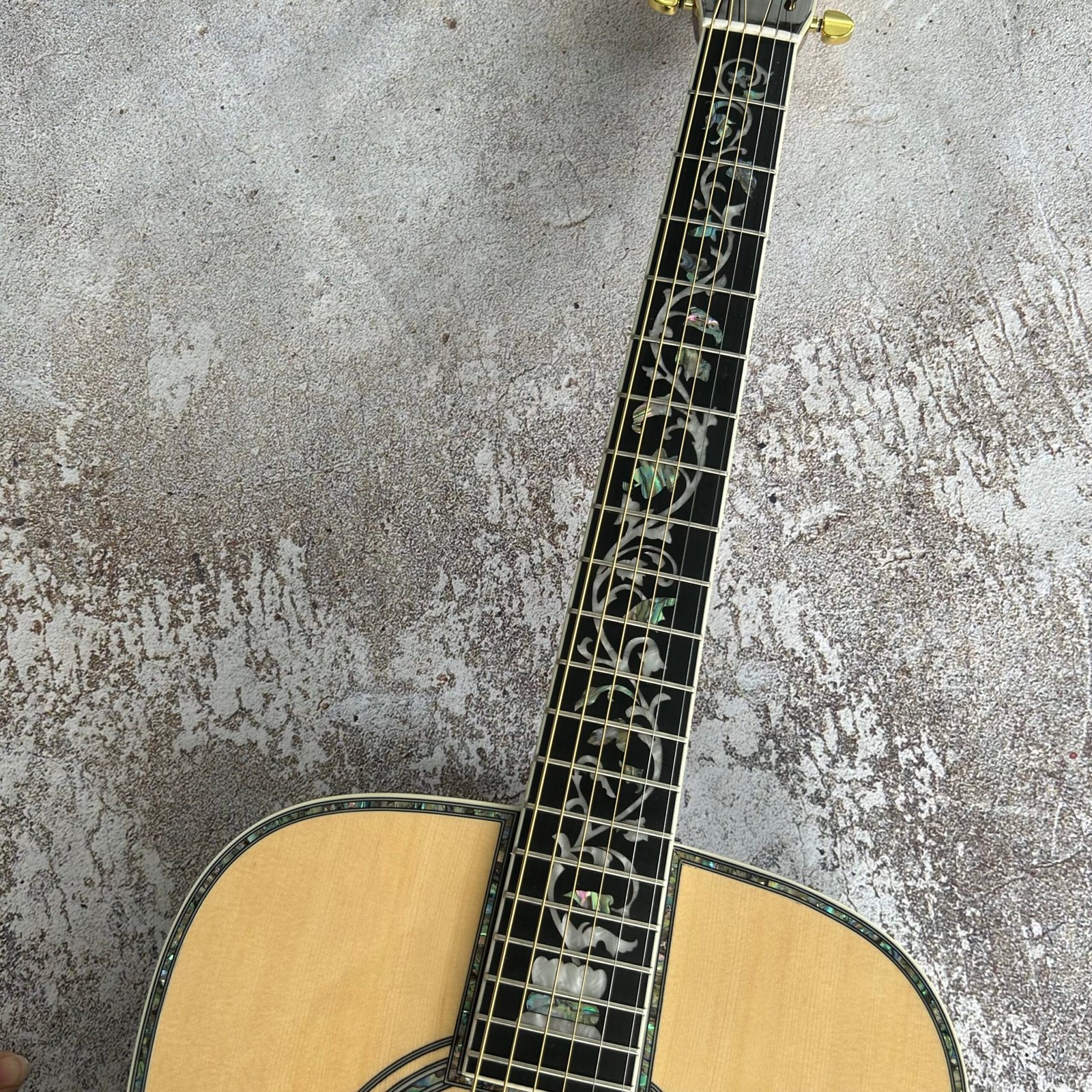 Made in China with postage Flower logo D45 luxury spruce with single rose side and back fusion ebony small vase box pearl decal 1100 - Image 4