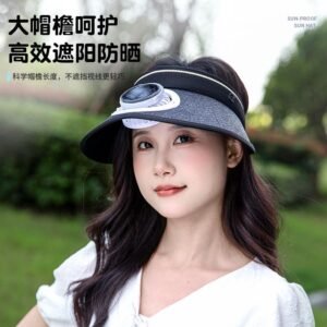 Otenee Summer solar charging sunshade fan outdoor open-top hat