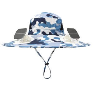 Otenee Summer Outdoor Wire Hat Brim 12cm Solar Charging Dual Fan Hat for Men with Large Brim Fishing and Hiking Sunshade Hat