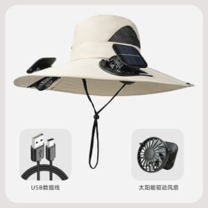 Otenee On-the-spot solar fan hat for men's outdoor mountaineering, fishing, sunshade, and fisherman's cap with dual fans