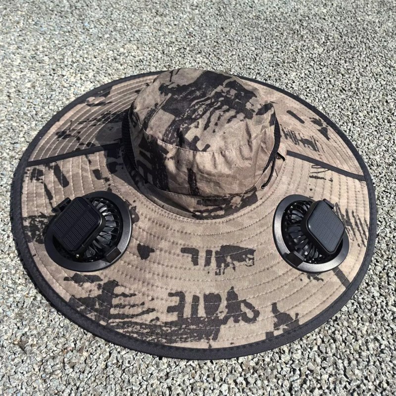 Otenee Solar Fan Cap for Men's Summer Outdoor Mountaineering, Fishing, Charging, Digital Display, Sunshade, and Large Brim Sunscreen Fishing Hat - Image 7