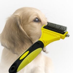 Otenee Pet comb, dog hair trimmer, depilatory grooming comb, stainless steel double-sided comb, dog comb, pet detangling comb