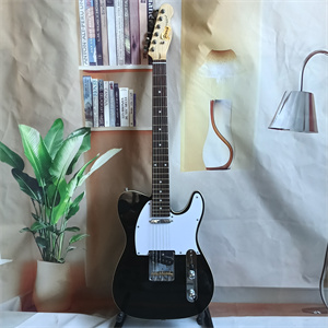 Gloss Black Telecaster Electric Guitar, Single-Coil Pickups, Rosewood Fingerboard, Chrome Hardware & White Pickguard