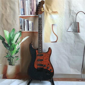 Black & Brown Paisley Pattern ST Electric Guitar, SSS Pickup Configuration, Rosewood Neck & Chrome Hardware