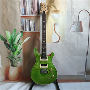 Transparent Green Quilted Maple Top PRS Style Electric Guitar, Dual Humbucker Pickups, Gold Hardware, Bird Inlays & Tremolo System