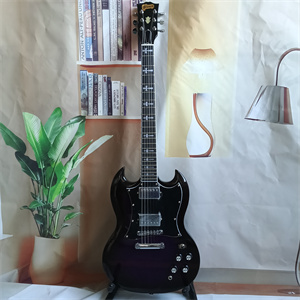 Black to Purple Gradient SG Style Electric Guitar, Dual Humbucker Pickups, Chrome Hardware, Black Pickguard & Cross Inlays