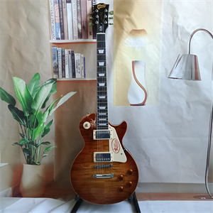 Honey Burst Flame Maple Top Les Paul Standard Electric Guitar, Dual Humbucker Pickups, Cream Pickguard, Chrome Hardware & Trapezoid Inlays