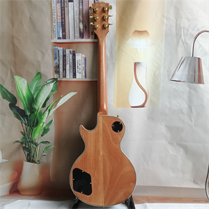 Natural Wood Les Paul Electric Guitar, Dual Humbucker Pickups, Abalone Dragon Inlay on Body & Neck, Gold Hardware - Image 5