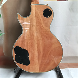 Natural Wood Les Paul Electric Guitar, Dual Humbucker Pickups, Abalone Dragon Inlay on Body & Neck, Gold Hardware - Image 6
