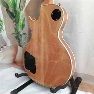 Natural Wood Les Paul Electric Guitar, Dual Humbucker Pickups, Abalone Dragon Inlay on Body & Neck, Gold Hardware - Image 7