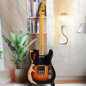 Vintage Relic Sunburst Telecaster Electric Guitar, Maple Neck, Black Pickguard, Single Coil Pickup & Chrome Hardware