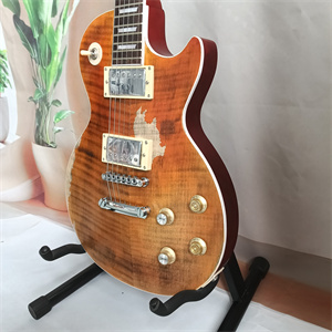 Vintage Relic Honey Burst Les Paul Electric Guitar, Dual Humbucker Pickup Configuration, Flame Maple Top & Chrome Hardware - Image 4