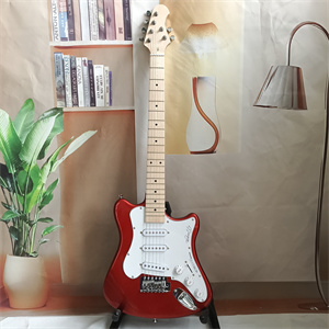 Candy Apple Red Offset ST Electric Guitar, SSS Pickup Configuration, Maple Neck, White Pickguard & Chrome Hardware - Image 3