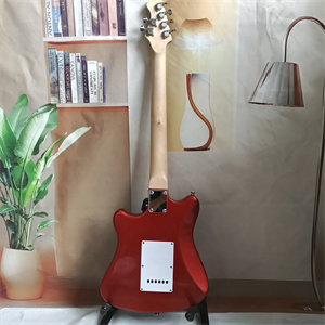 Candy Apple Red Offset ST Electric Guitar, SSS Pickup Configuration, Maple Neck, White Pickguard & Chrome Hardware - Image 6