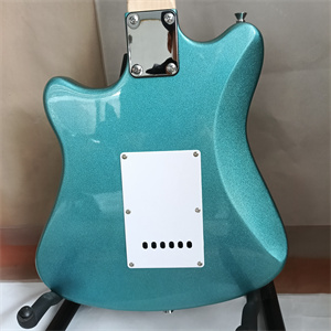 Teal Blue Offset ST Electric Guitar, SSS Pickup Configuration, Maple Neck, White Pickguard & Chrome Hardware - Image 6