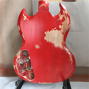Vintage Relic Red SG Electric Guitar, Dual Humbucker Pickup Configuration, Aged Finish & Chrome Hardware - Image 6
