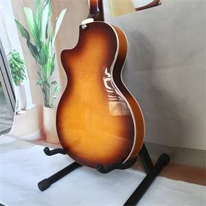 Vintage Sunburst Hollow Body 4-String Electric Bass Guitar, Dual Pickups, White Pearloid Pickguard & Chrome Hardware - Image 7