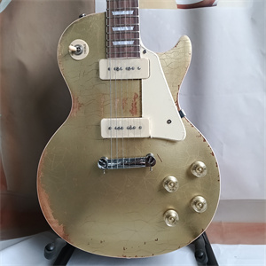 Vintage Relic Goldtop Les Paul Electric Guitar, Dual P90 Pickup Configuration, Aged Finish & Chrome Hardware - Image 3