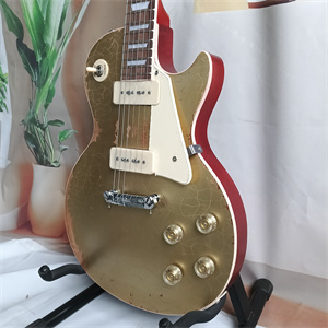Vintage Relic Goldtop Les Paul Electric Guitar, Dual P90 Pickup Configuration, Aged Finish & Chrome Hardware - Image 4